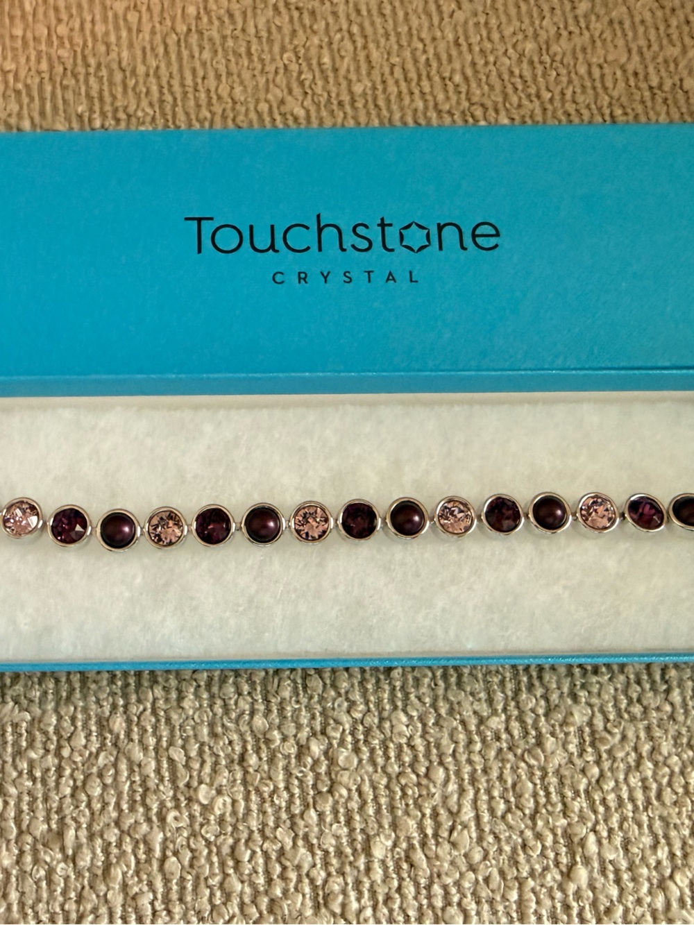 Touchstone Crystal Rose and Amethyst Bezel-Set Bracelet